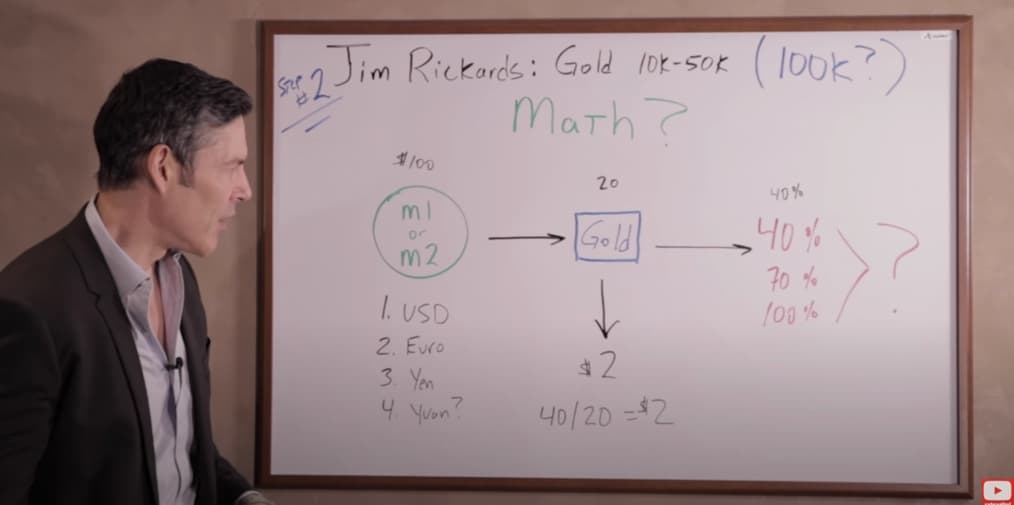 how jim rickards determins 50K ounce price of gold