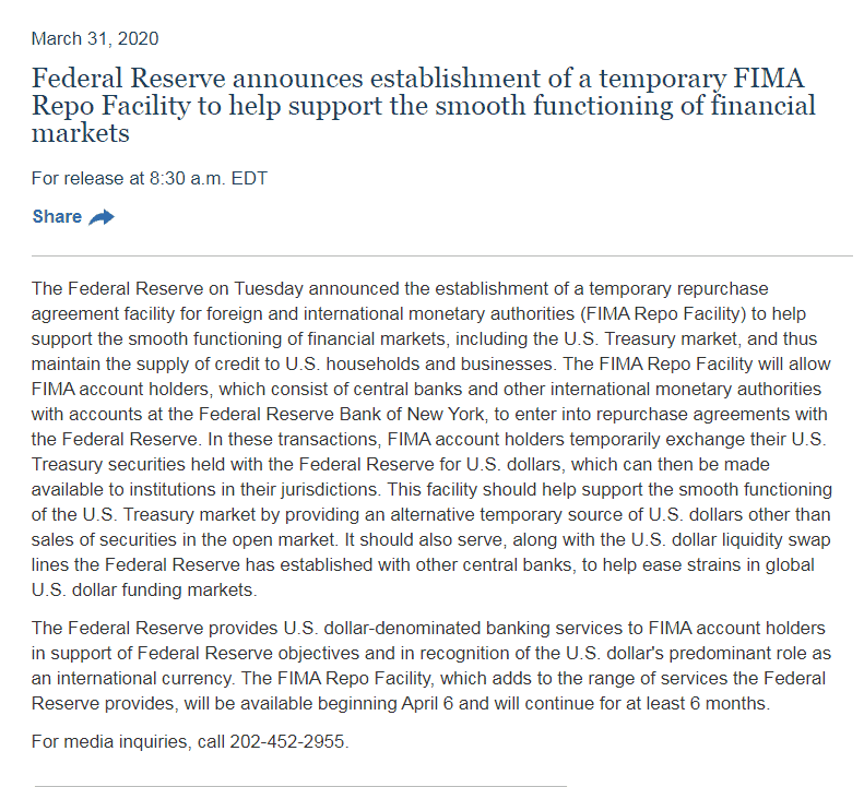 Fed’s official announcement posted on their website