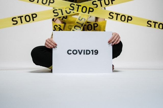 stock image of a sign that says covid19