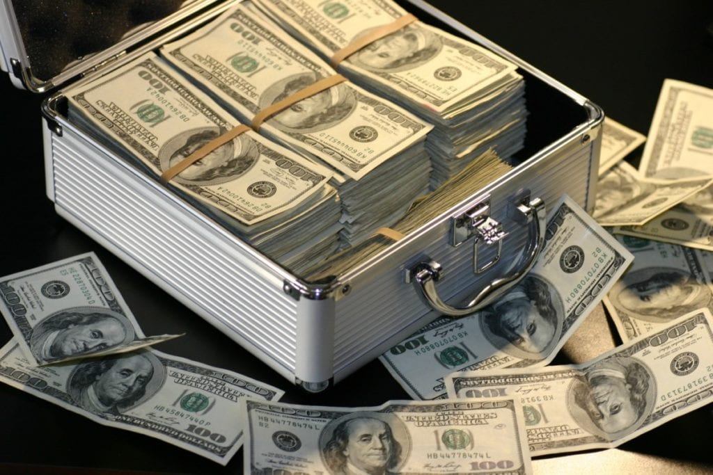 a case full of cash. 
