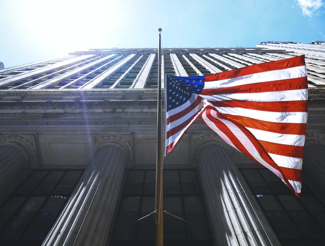 american flag outside a federal building