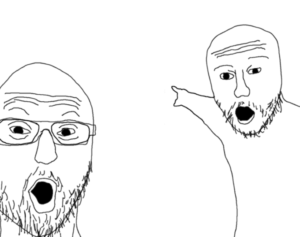 meme of two guys pointing